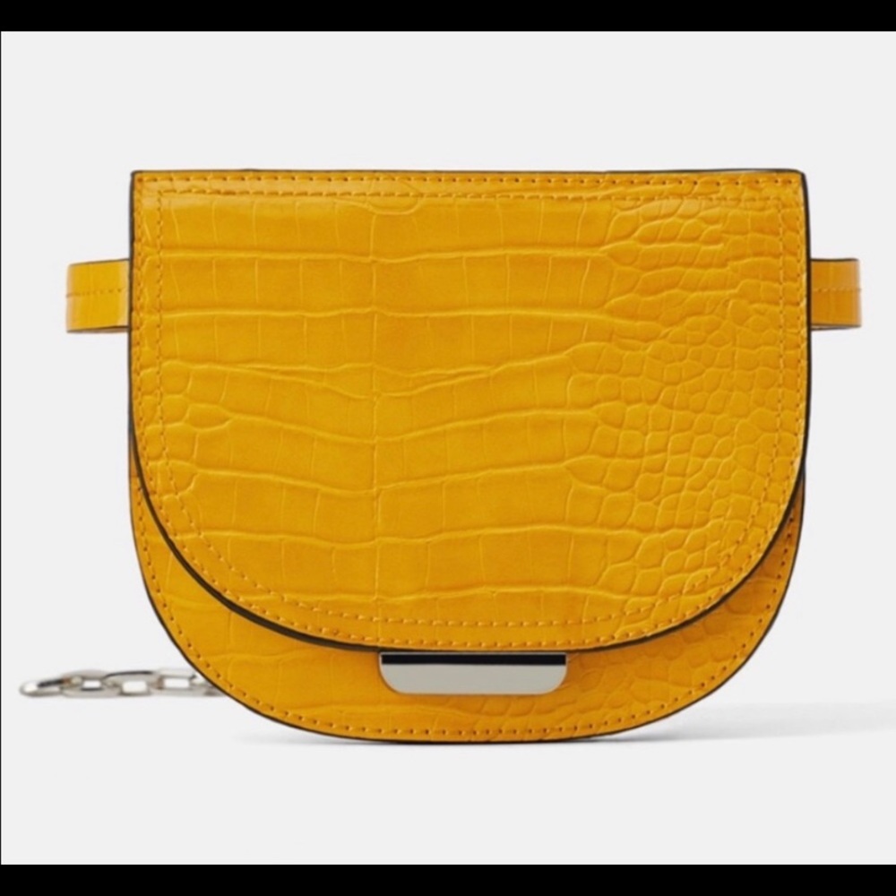 Zara yellow animal print crossbody & belt bag
